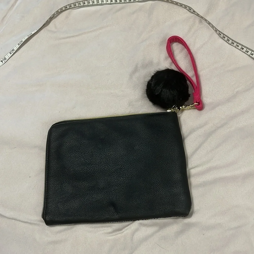 Betsy Johnson black and white striped sequined purse pink strap NWOT